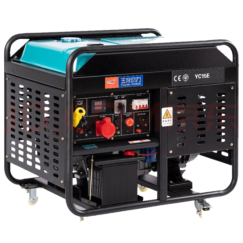 玉柴YC15E開架式15kw電啟動柴油發(fā)電機(jī)單相220v家用應(yīng)急發(fā)電機(jī)